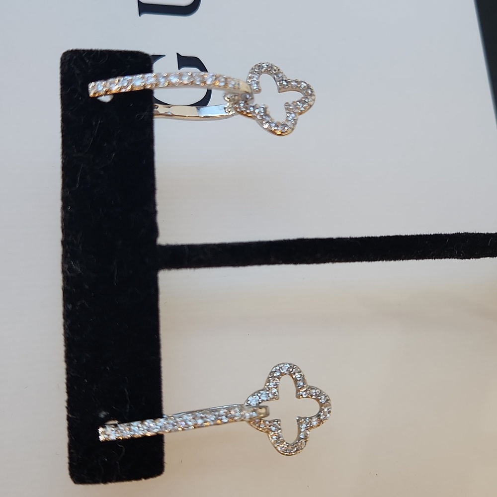 Neiman marcus swarovski dangle earrings look of van cleef sterling 18k overlay